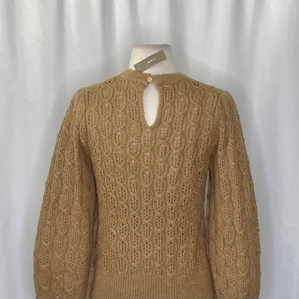 NWT!! J. CREW Balloon Sleeve Cable Knit Sweater Pale Clay Tan Brown X-Small