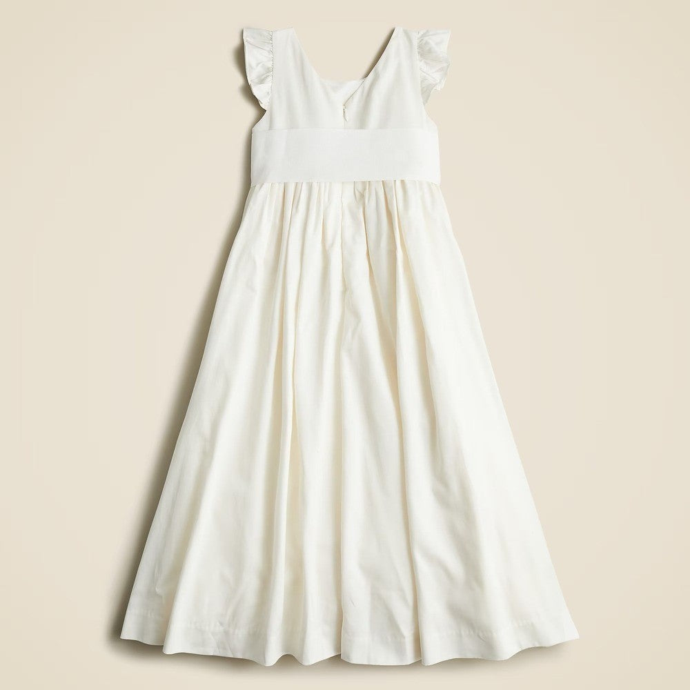 NWT! Girl's J. CREW Crewcuts Flutter Sleeve Dress Ivory Midi Maxi Ruffle Size 14