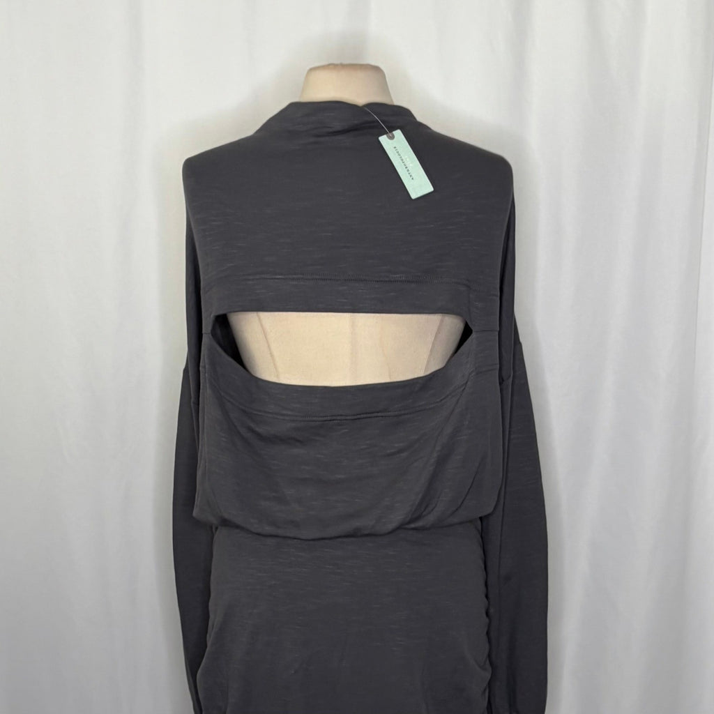 NWT!! Anthropologie DAILY PRACTICE Ruched Cozy Dress Solid Grey Cutout Size 3X