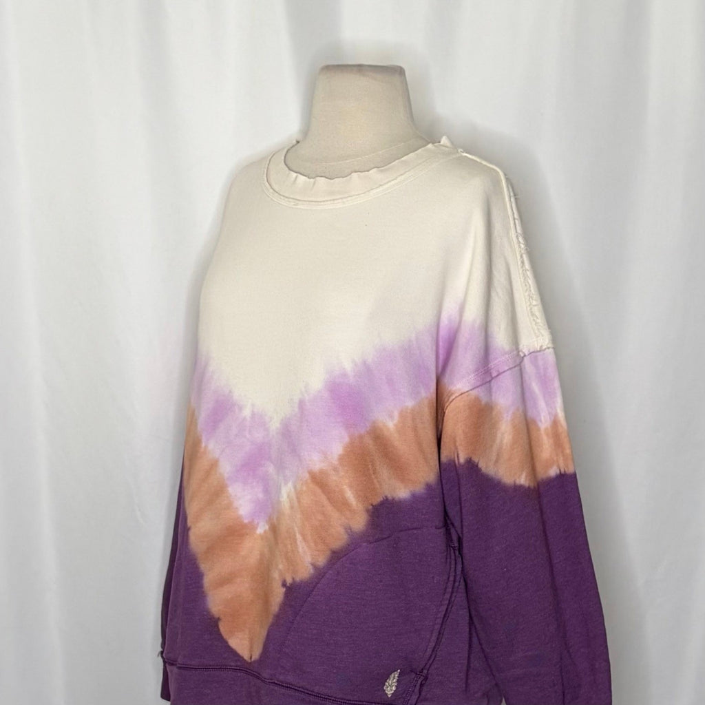 FP Movement FREE PEOPLE Ombre Metti Crew Sweatshirt Shirt Ombre Tie Dye Small