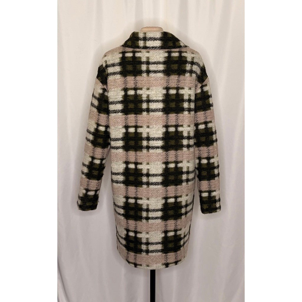 Anthropologie EVA FRANCO Dean Plaid Coat Wool Blend Pockets Double Breast Small