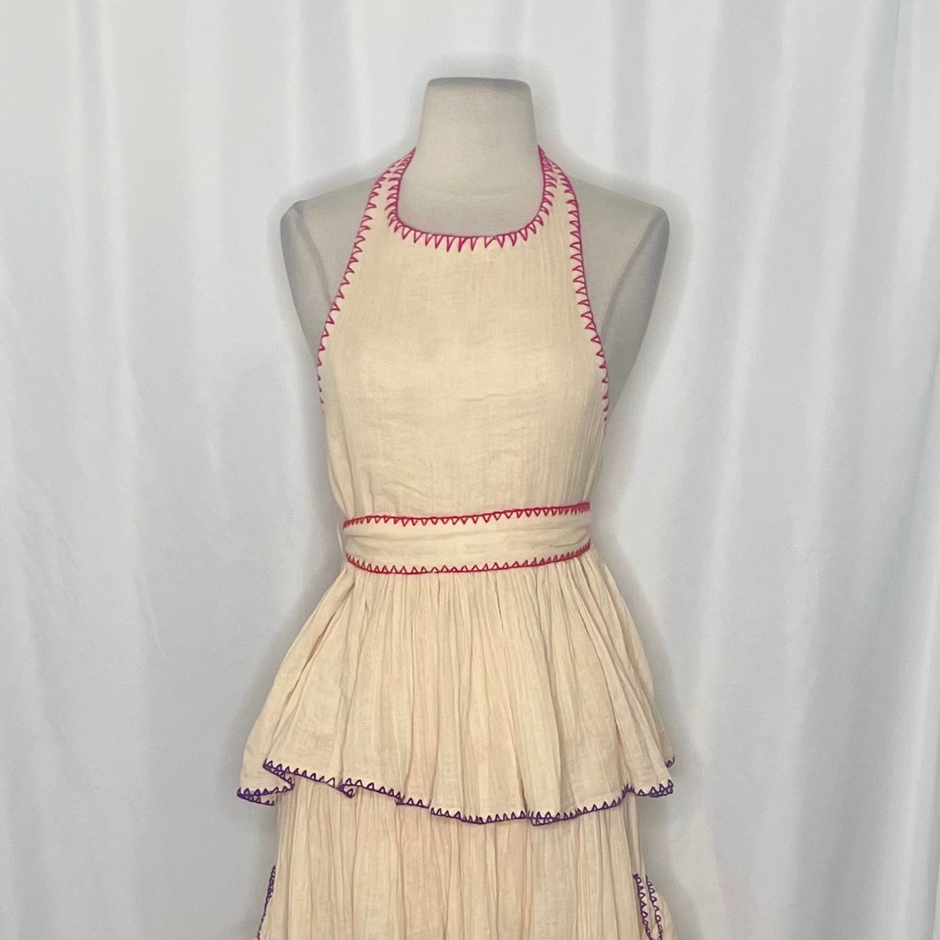 NWT!! FREE PEOPLE Island Time Embroidered Set Skirt Halter Top Gauzy Small