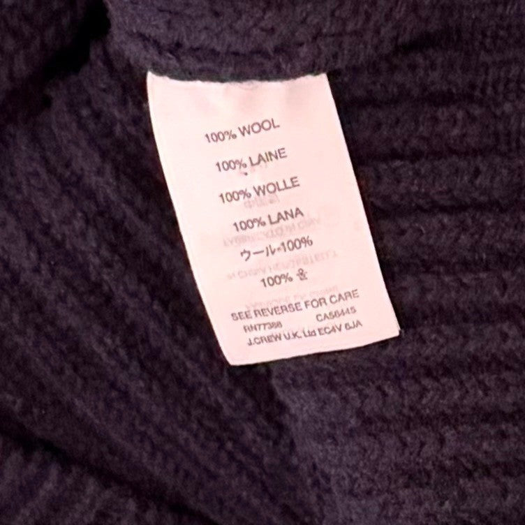 J. CREW Wool Navy Blue Cardigan Sweater Solid Ribbed Knit Preppy Academia Large