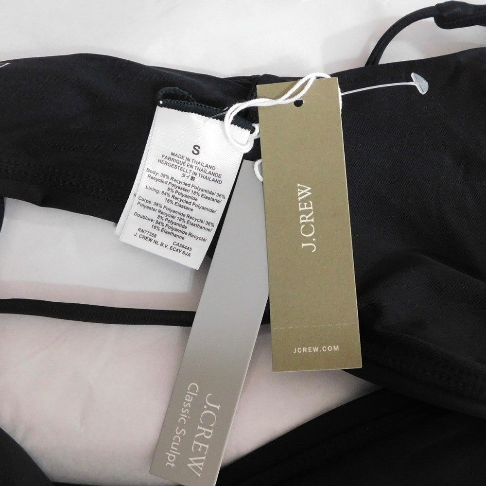 NWT!! J. CREW Lana Bikini Top Classic Sculpt Solid Black V Neckline Swim Small