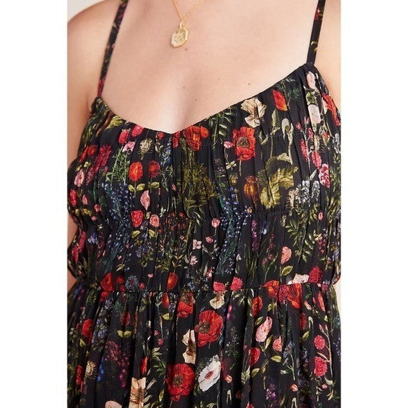 Anthropologie PAYAL JAIN Massima Pleated Floral Maxi Dress Romantic Small