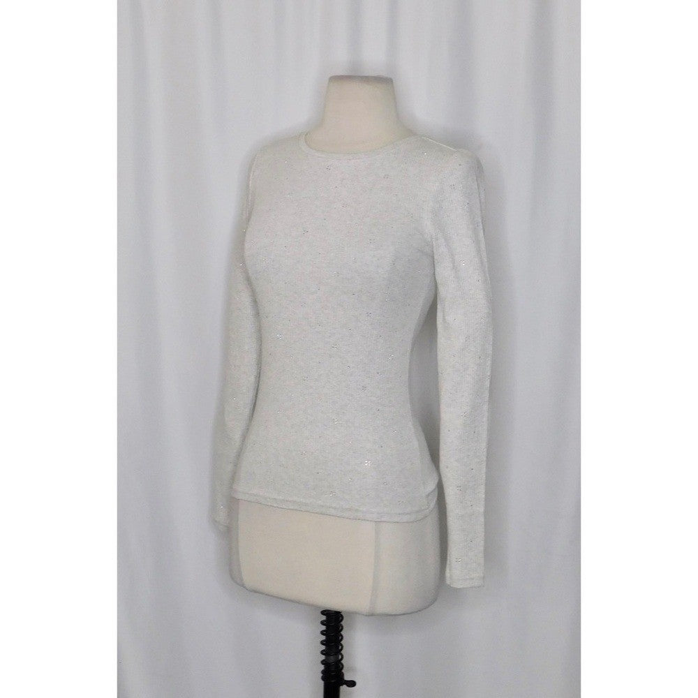 J. CREW Vintage Rib Long Sleeve T-Shirt Embellished Heathered Dove XXS XX-Small