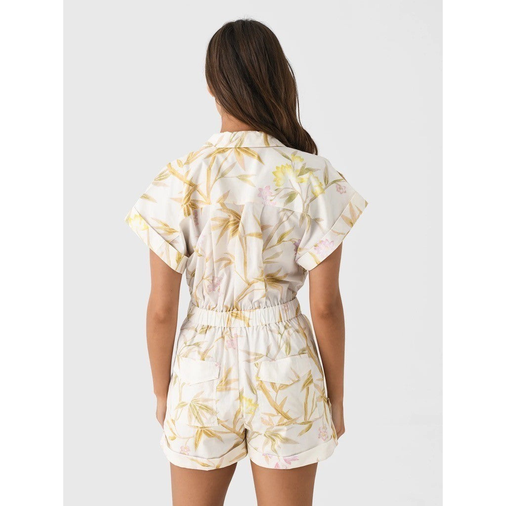 VANESSA BRUNO Eya Playsuit Floral Belted Cargo Pockets Vacation Size 38 / US 6