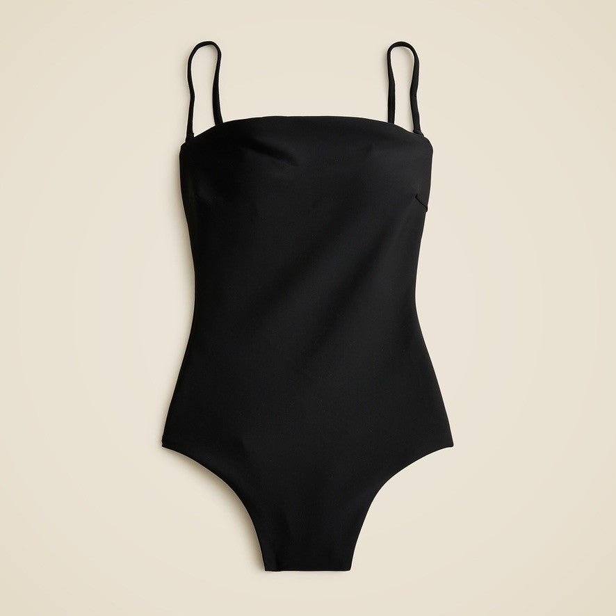 NEW!! J. CREW Gemma Bandeau One Piece Swimsuit Classic Sculpt Solid Black 14
