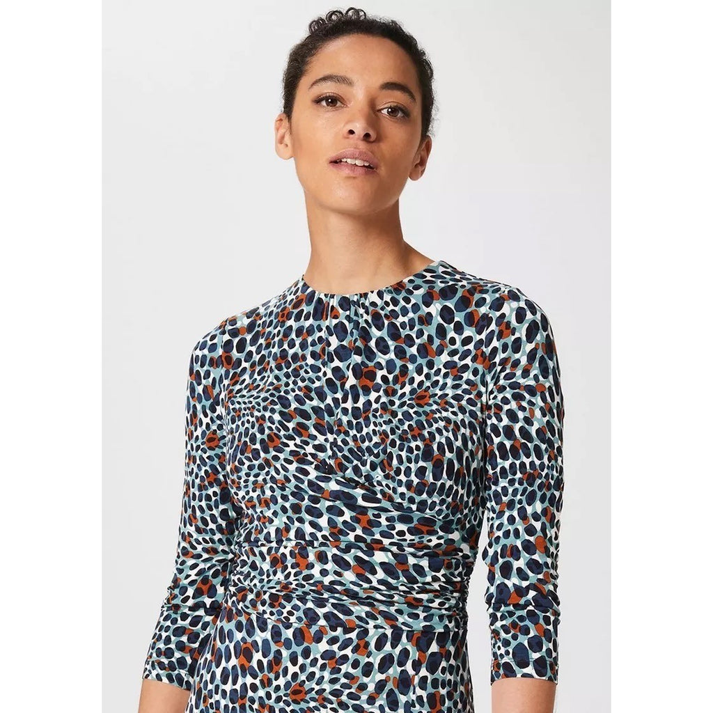 NWT!! HOBBS London Jemma Jersey Dress Green Multi Animal Print Knit US Size 6