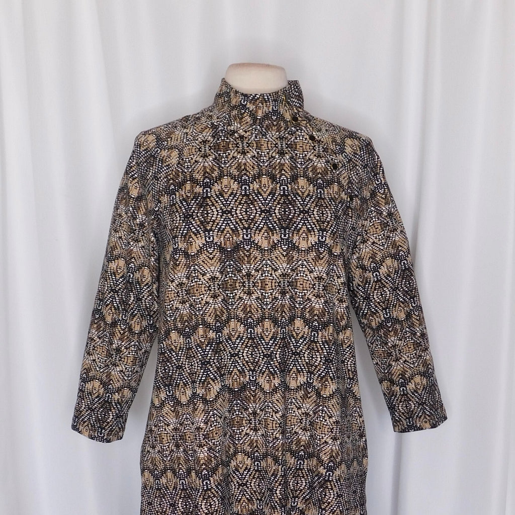 J. MCLAUGHLIN Christabel Catalina Cloth Shift Dress Brown Print Knit ~ Medium