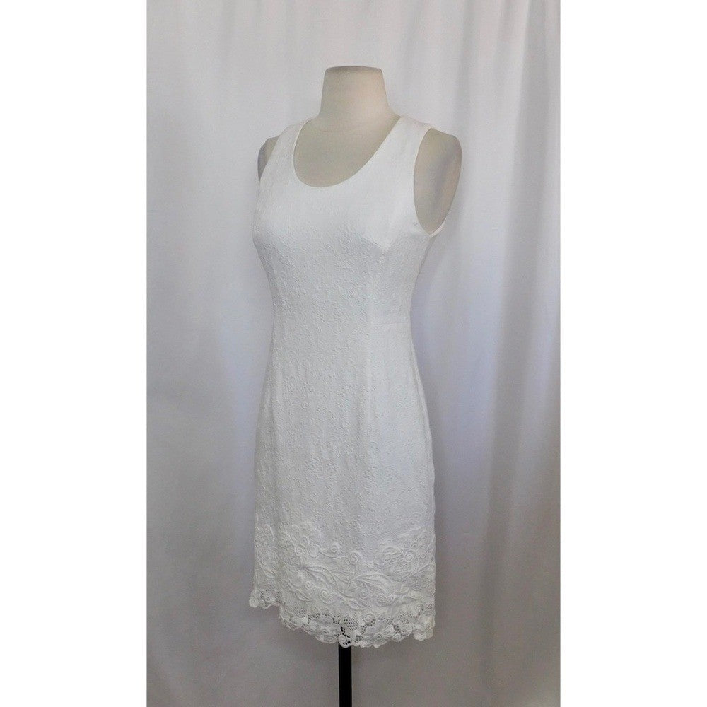 REBECCA TAYLOR Matelasse White Jacquard Lace Shift Dress Bridal Wedding Size 2
