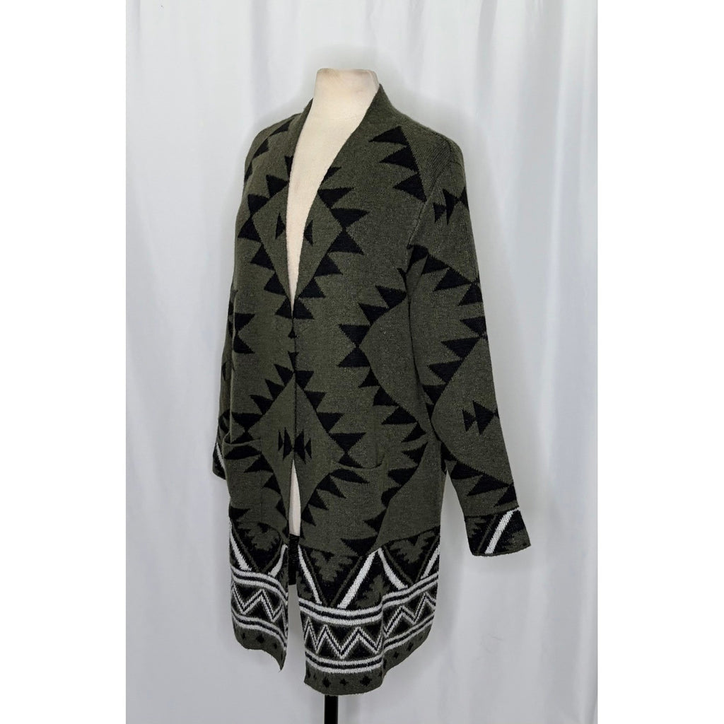 NWT!! FRYE Patterned Cozy Cardigan Sweater Burnt Olive Combo Green X-Large