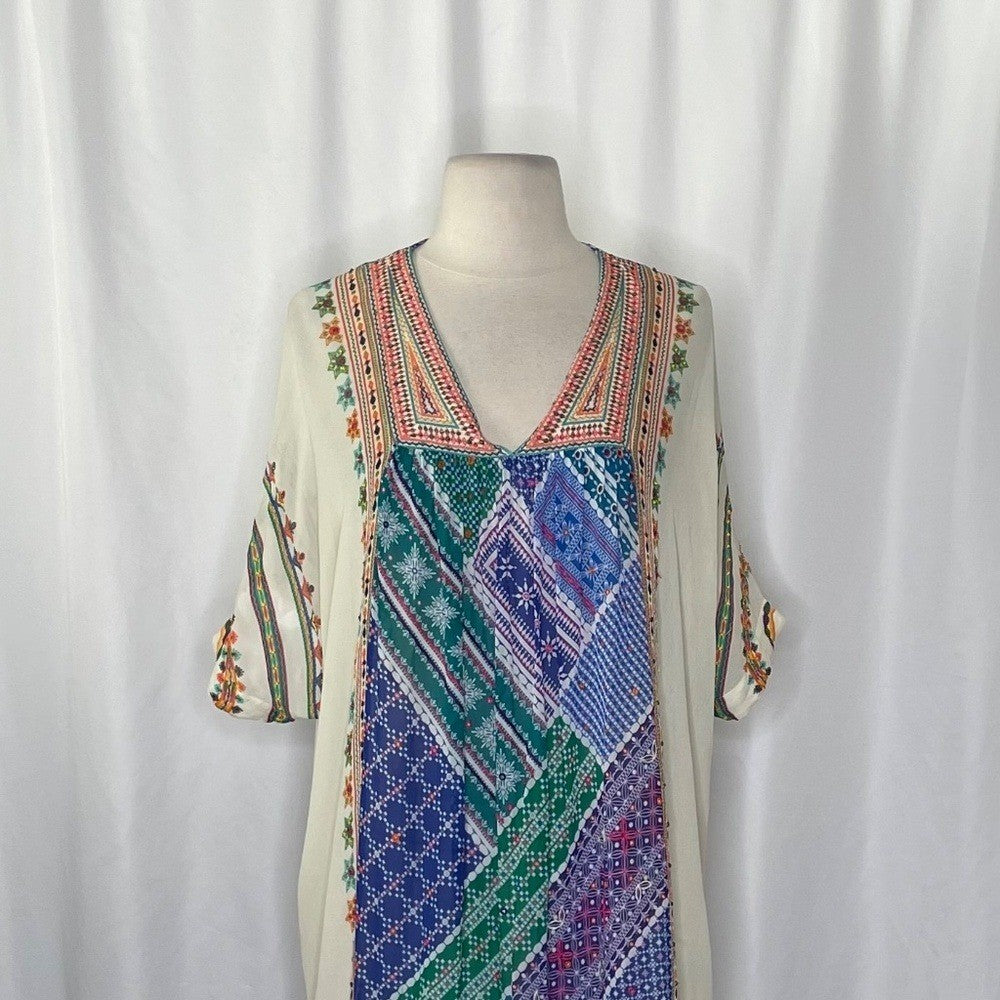 Anthropologie TANVI KEDIA Veena Beaded Caftan Beaded Mini Dress Bohemian Small