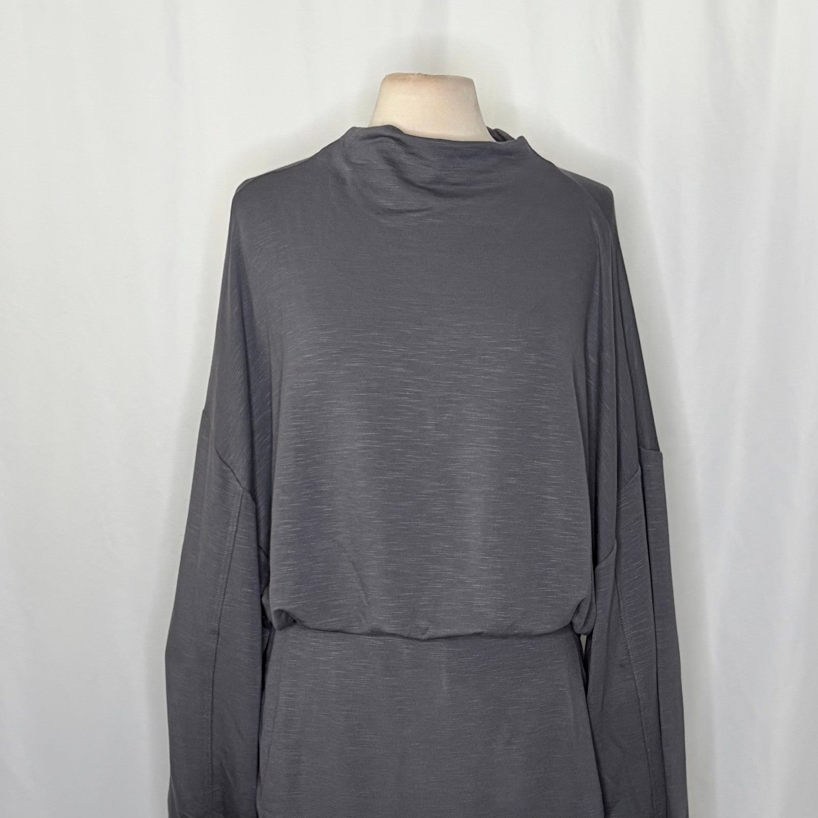 NWT!! Anthropologie DAILY PRACTICE Ruched Cozy Dress Solid Grey Cutout Size 3X
