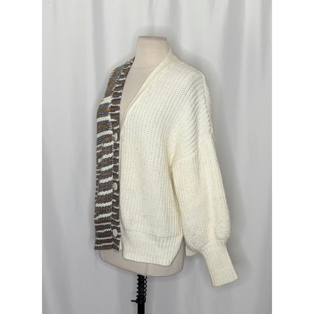 CINQ A SEPT Anabella Chunky Knit Cardigan Sweater Colorblock Space Dye Small