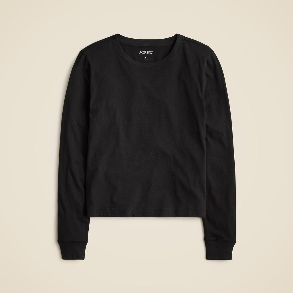 NWT!! J. CREW Vintage Jersey Long Sleeve T-Shirt Top Shirt Tee Solid Black XXS