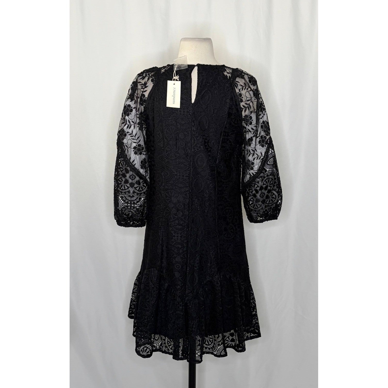 NWT!! SUNDANCE Brynlee Dress Black Floral Lace Coquette Romantic Lacey X-Small