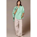 Anthropologie MAEVE The Bennet Green Stripe Buttondown Shirt Top Medium