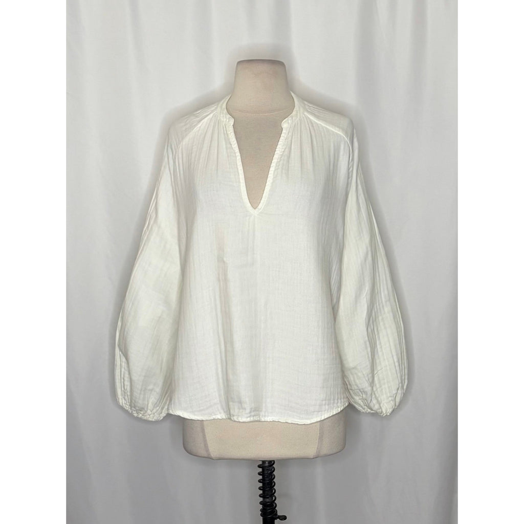 CP SHADES Swingy Gauze Off White Top Blouse Coastal Raglan Gauzy Solid X-Small