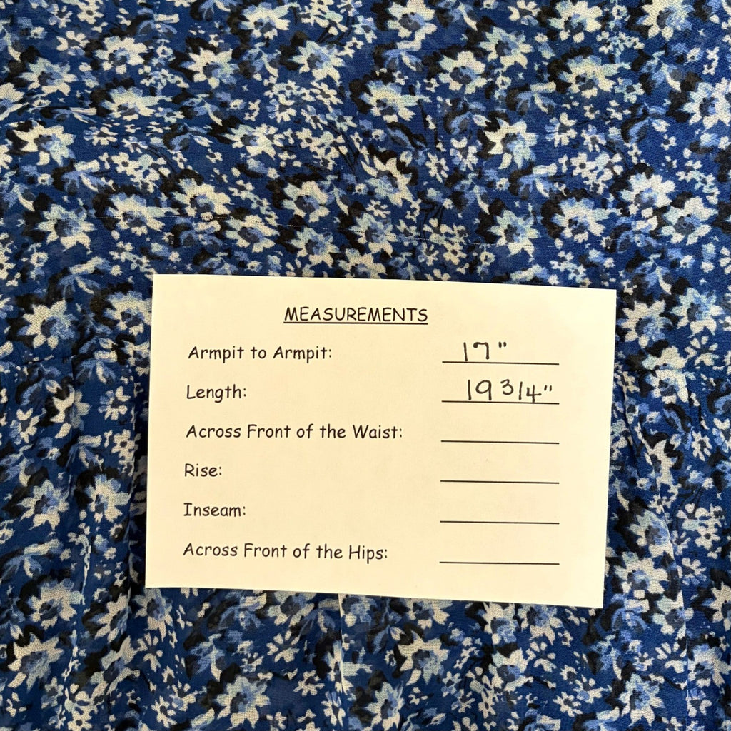 Anthropologie MAEVE Square Neck Sheer Babydoll Top Blue White Floral Large