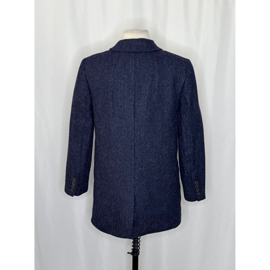 J. CREW Wool Alfie Blazer Navy Blue Herringbone Preppy Academia 4P 4 Petite
