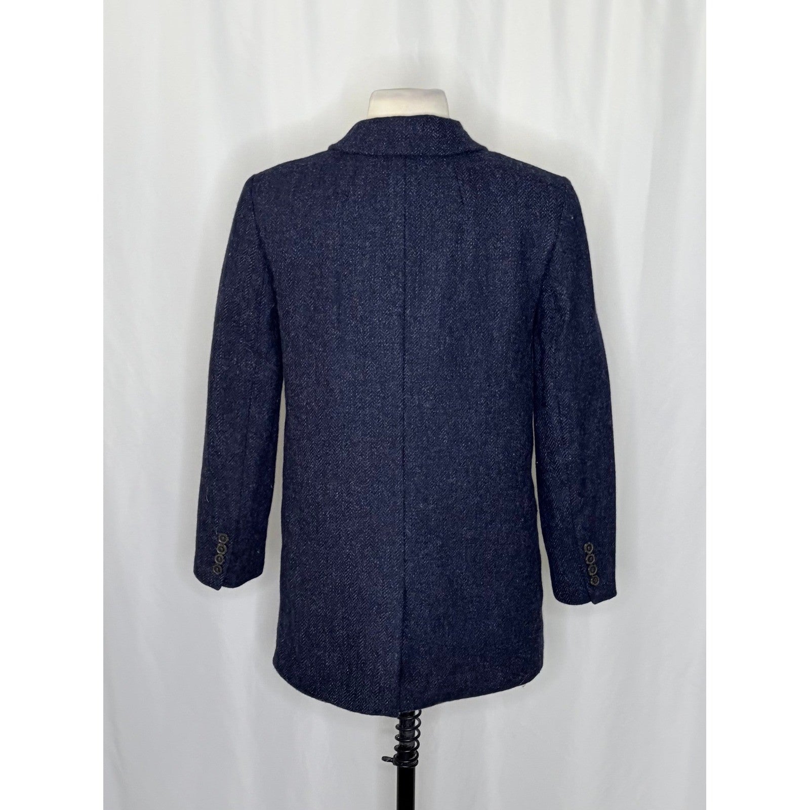 J. CREW Wool Alfie Blazer Navy Blue Herringbone Preppy Academia 4P 4 Petite