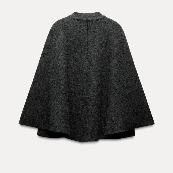 ZARA Charcoal Grey Wool Blend Cape Sweater Knitwear Knit Minimalist Medium