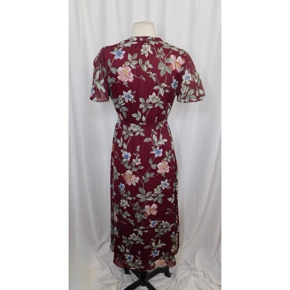 TOMMY BAHAMA Painted Petal Midi Floral Dress Metallic Embellished Beads X-Small