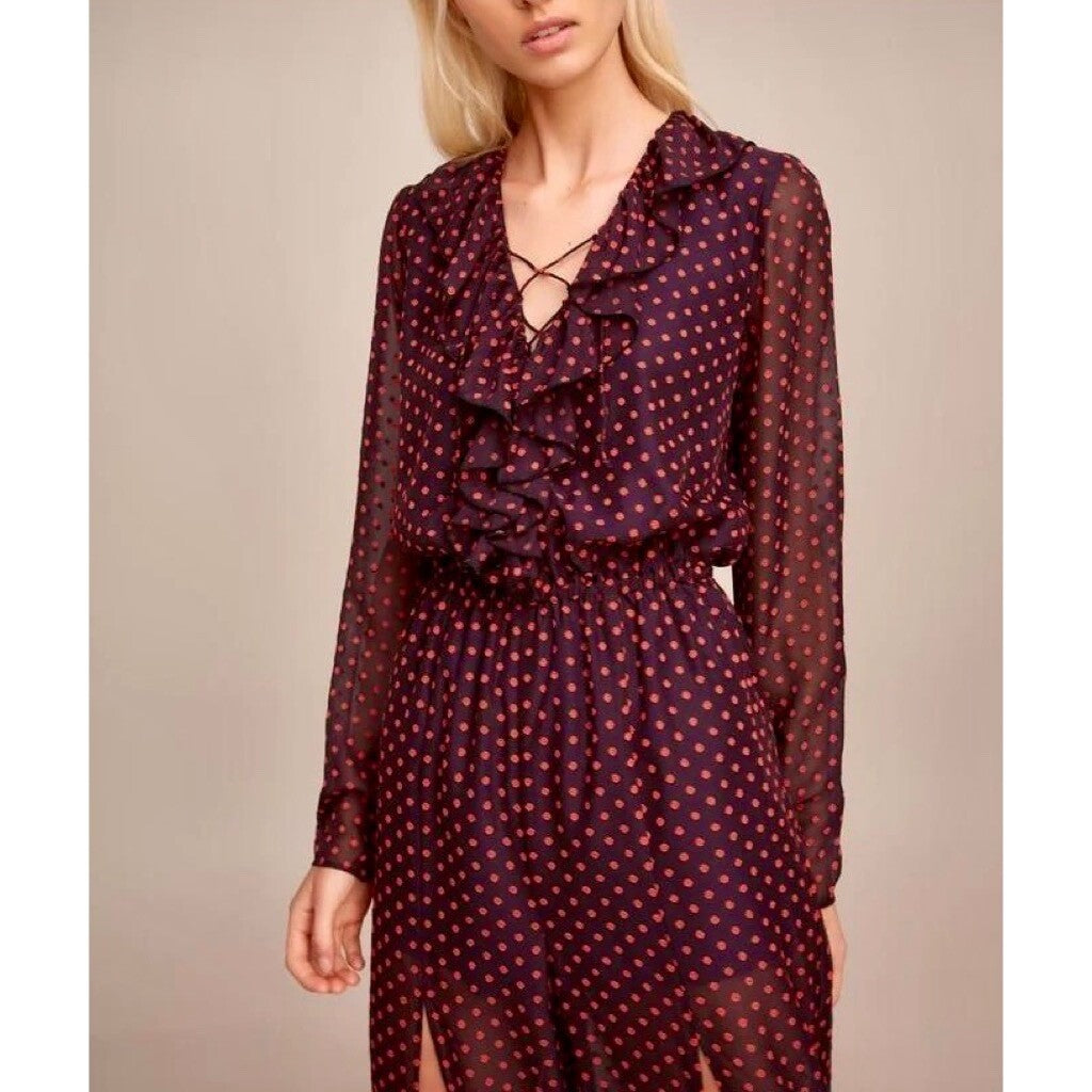 NWT!! THE FIFTH LABEL Titania Jumpsuit Black Red Clip Dot Dots Ruffle X-Small