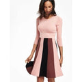 BODEN Rosemary Sparkle Knit Fit N' Flare Dress Pink Chocolate Brown US Size 6