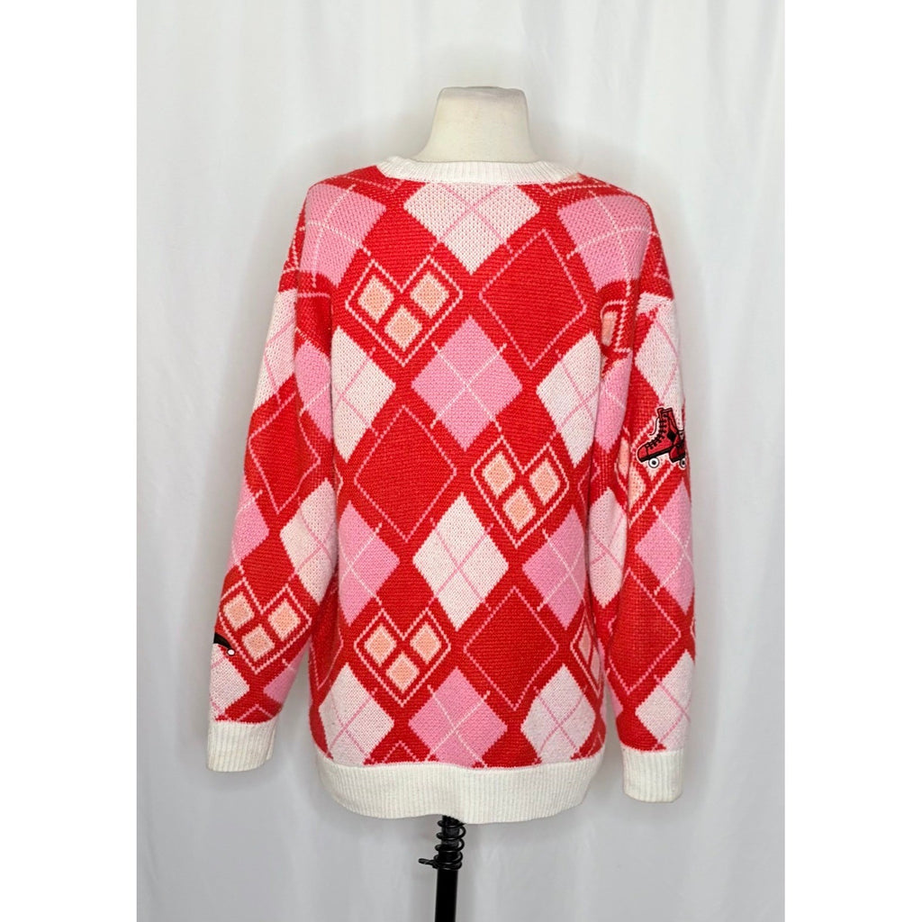 HARLEY QUINN Argyle Cardigan Sweater DC Comics Harlequin Batman Joker Small
