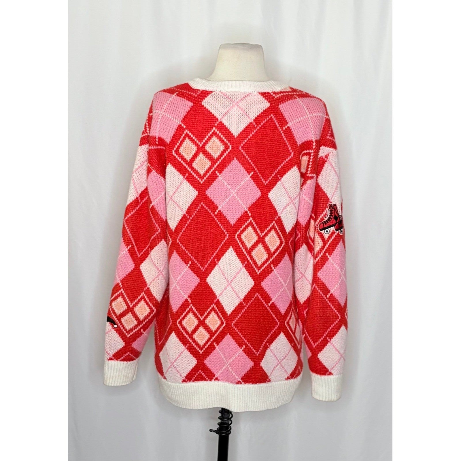 HARLEY QUINN Argyle Cardigan Sweater DC Comics Harlequin Batman Joker Small