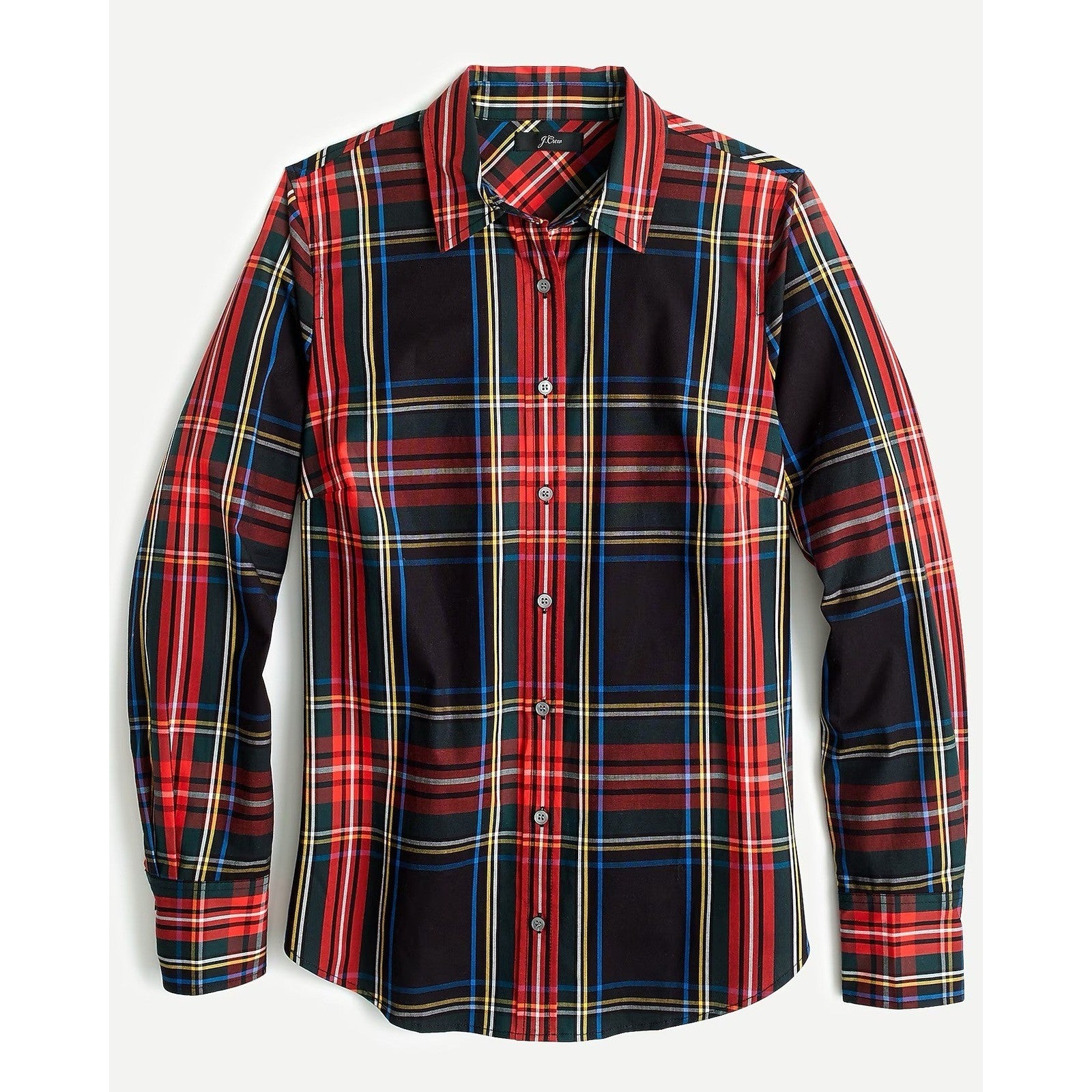 J. CREW Slim Stretch Perfect Shirt Top Black Stewart Tartan Plaid Buttons Size 4
