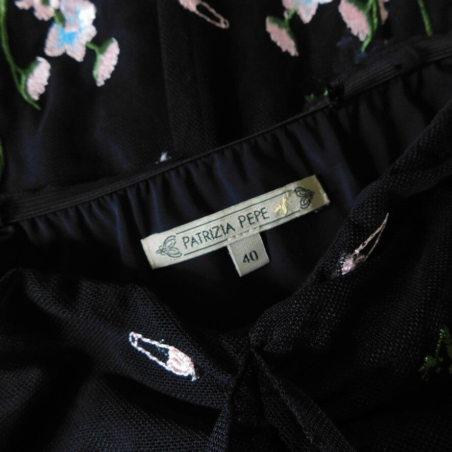 PATRIZIA PEPE Embroidered Tulle Top Strapless Floral Punk Size 40 US 4