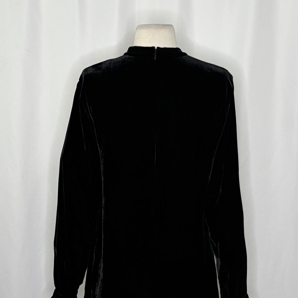 EILEEN FISHER Velvet Mock Neck Top Blouse Solid Black Tunic Pullover X-Small