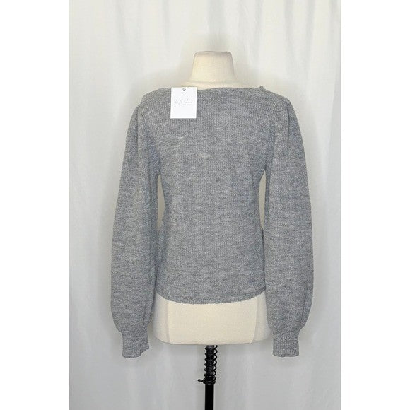 NWT!! L'academie REVOLVE Rosette Sweater Grey Wool Blend Small