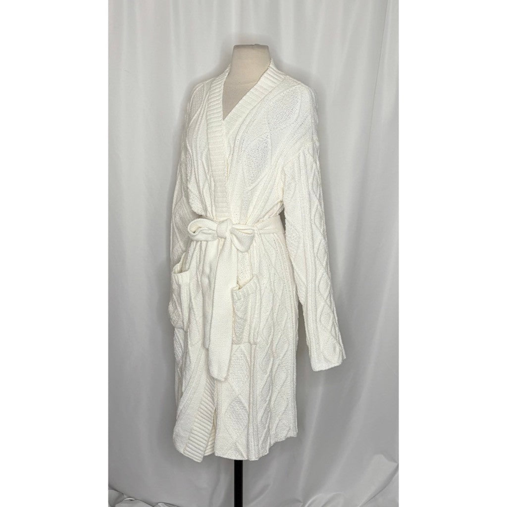 BEACH RIOT Rinna Chenille Robe Cream Cable Knit Belted Pockets X-Small Small