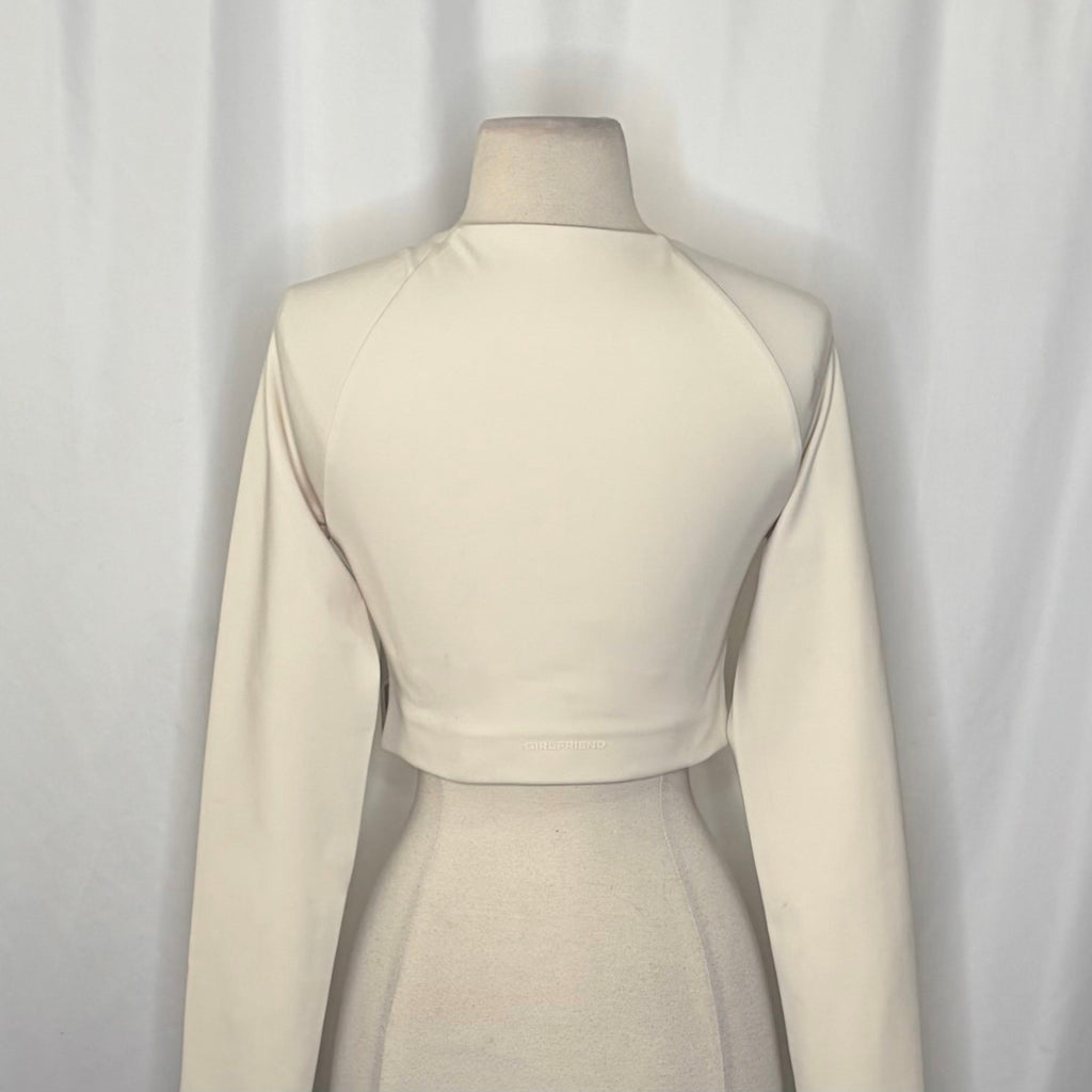NWT!! GIRLFRIEND COLLECTIVE Kinsley Ivory Long Sleeve Cropped Top Medium