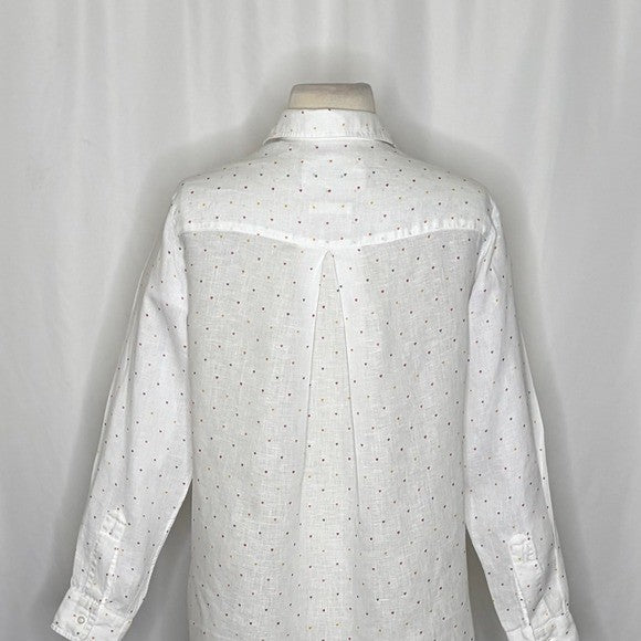 GRAYSON The Hero Linen Heart Print Buttondown Shirt Top Hearts Size 01 X-Small