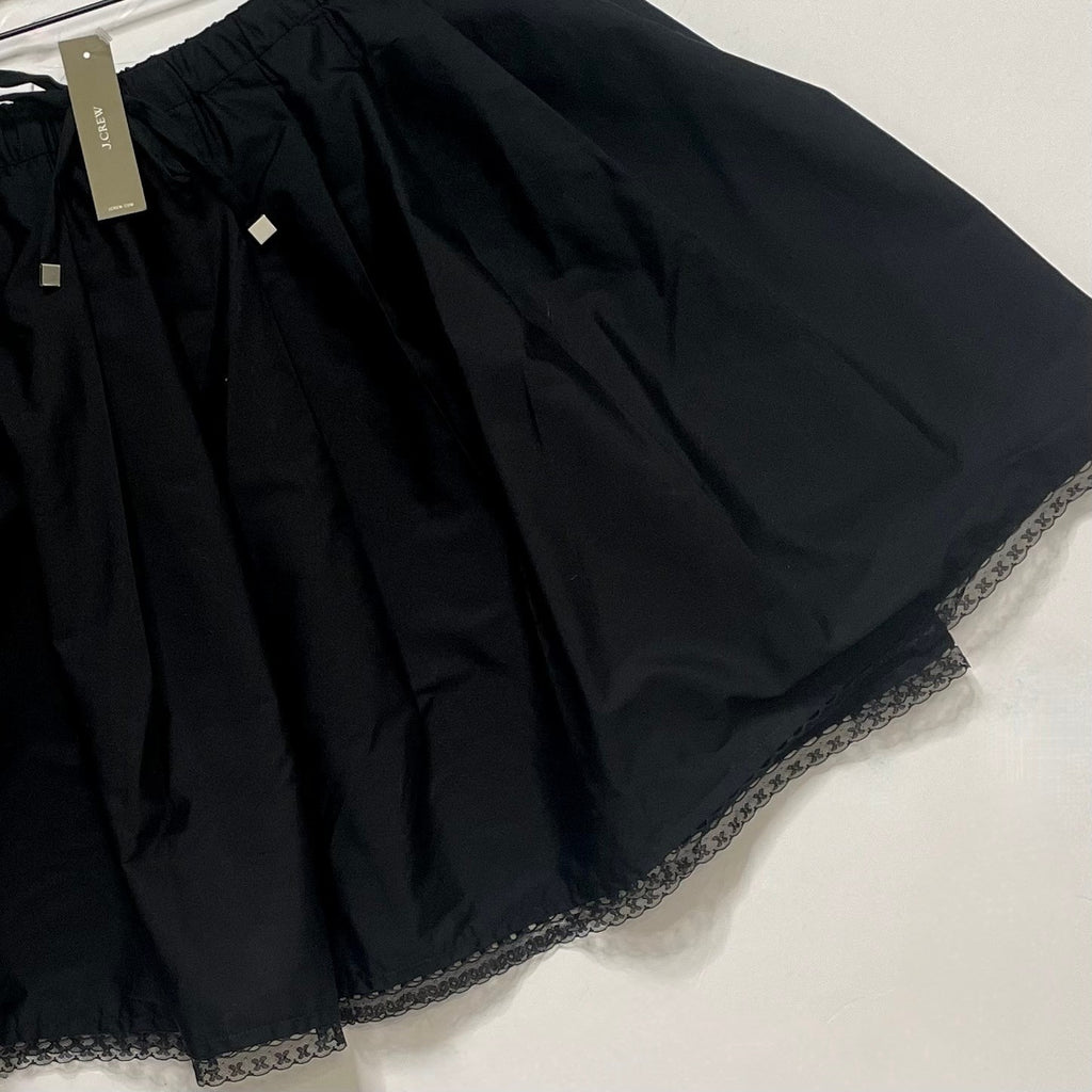 NWT!! J. CREW Pleated Tie Waist Mini Skirt Solid Black Poplin Pleated XL Tall