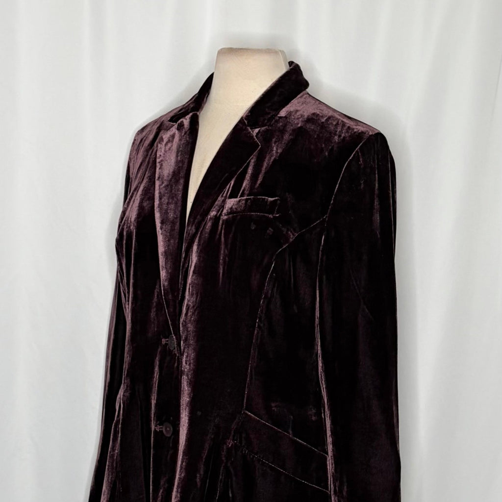 SUNDANCE Purple Silk Velvet Sofia Boyfriend Blazer Jacket Two Button Solid 10