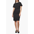NWT!! MING WANG Heritage Fit Embellished Crepe Sheath Dress Black Pearls X-Small