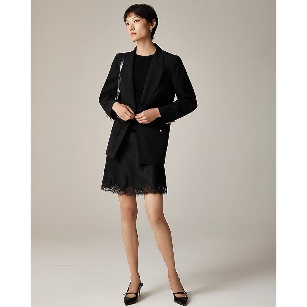 NWT!! J. CREW Vivienne Blazer Italian Bi-Stretch Wool Blend Black Preppy Size 16