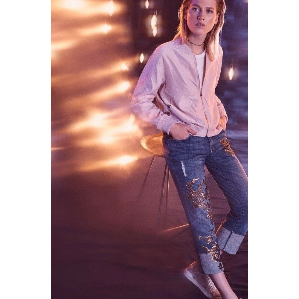 Anthropologie HEI HEI Journey Bomber Jacket Solid Light Pink Sporty Medium