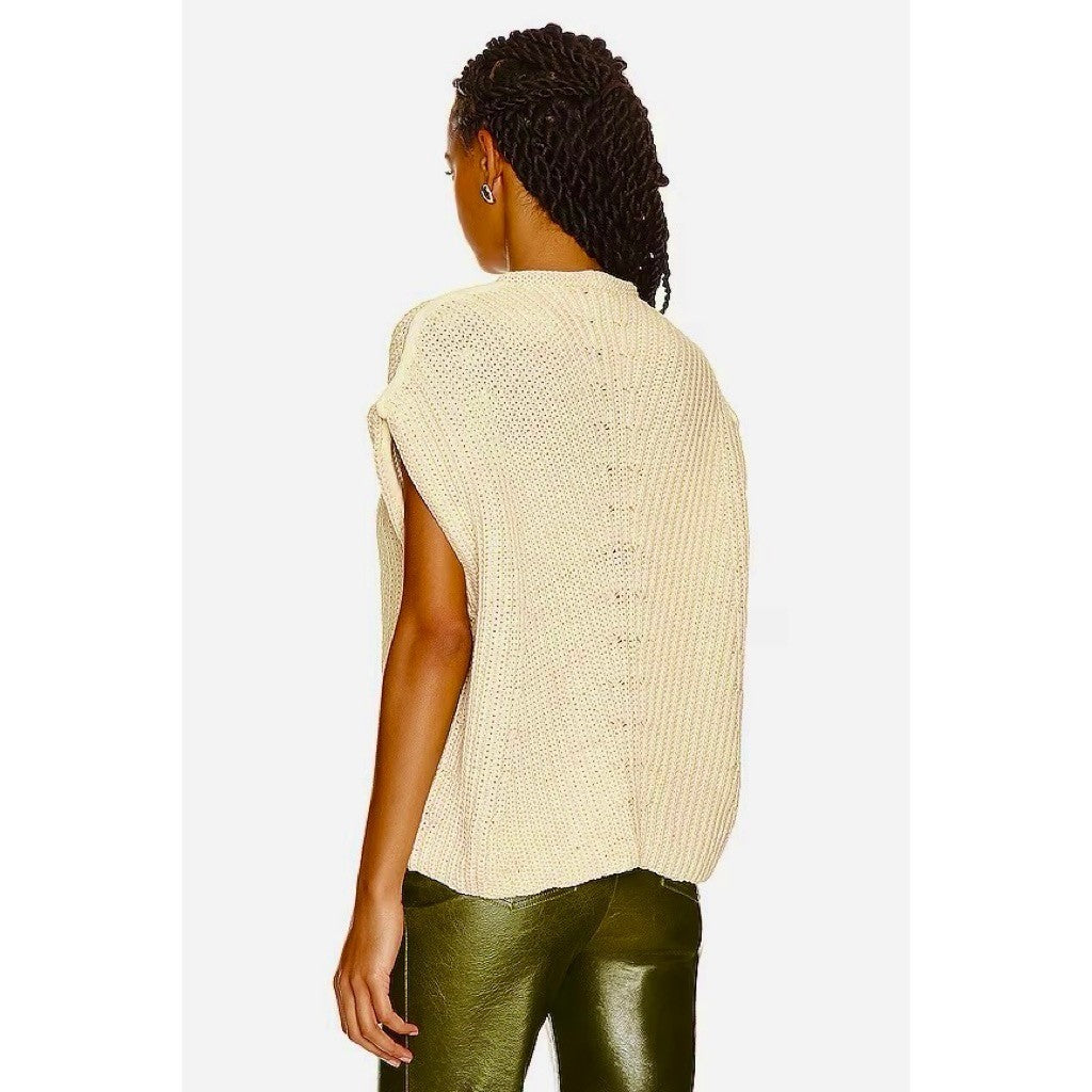 RAG & BONE Shane Sweater Vest Ivory Light Dove Sleeveless Cream Knit Small