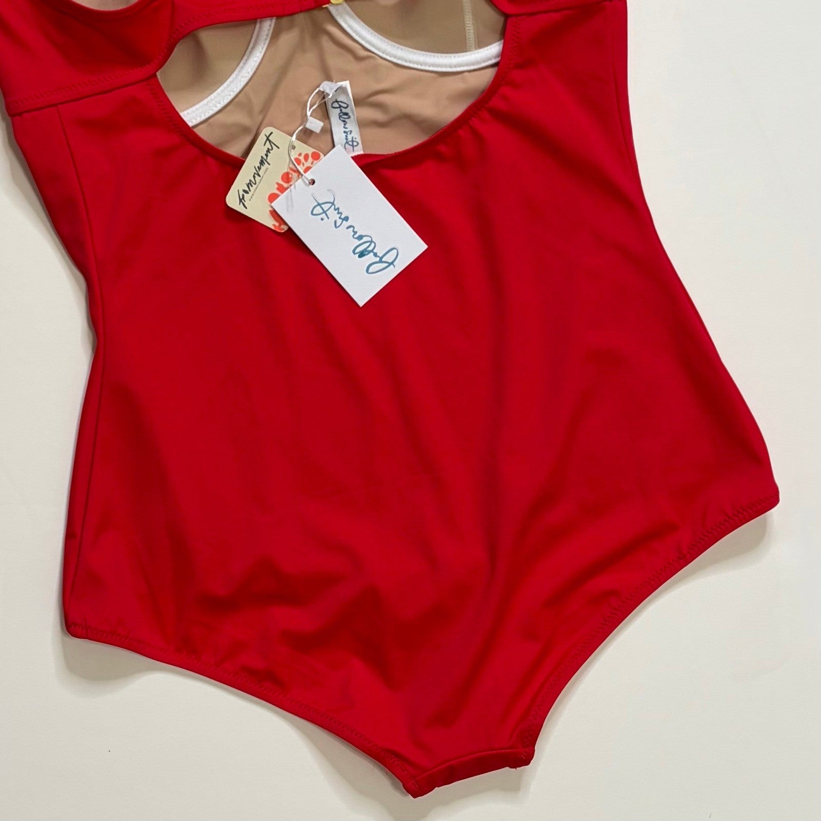 NWT!! FREE PEOPLE x Follow Suit Regina One-Piece Swimsuit Vermillion Red X-Large