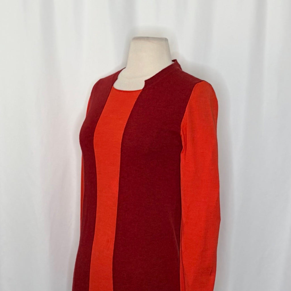STELLA MCCARTNEY Wool Silk Colorblock Pullover Sweater Knit Red Orange 38 US 4