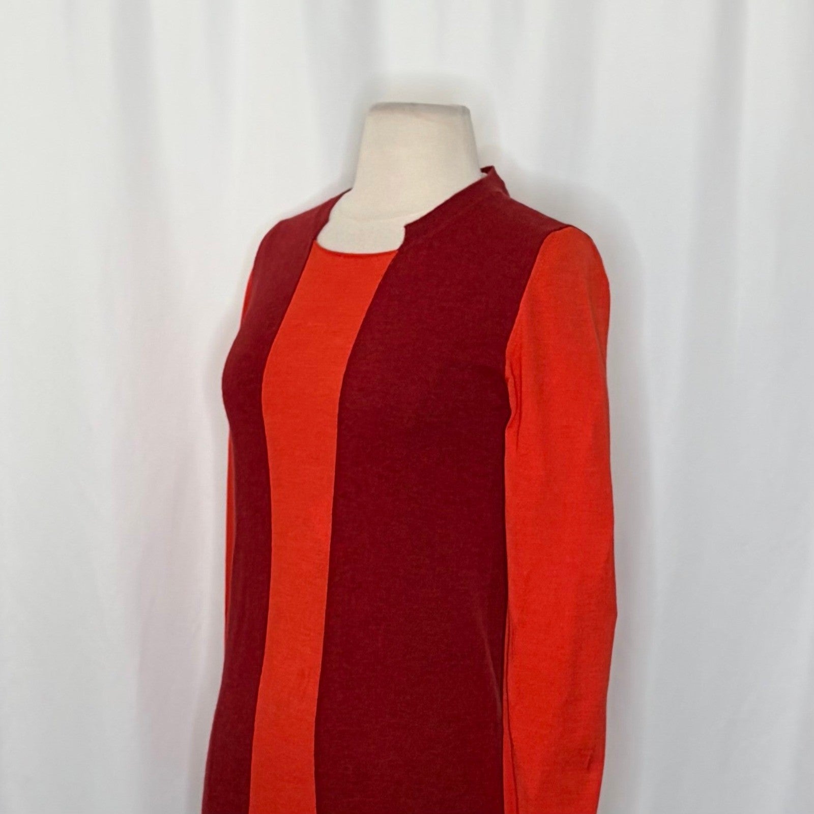 STELLA MCCARTNEY Wool Silk Colorblock Pullover Sweater Knit Red Orange 38 US 4