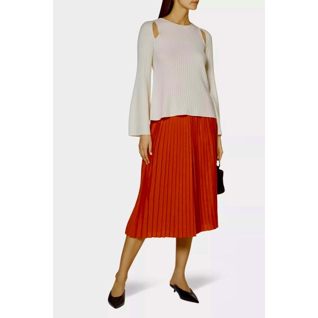 VINCE Cashmere Ribbed Cutout Slit Shoulder Pullover Flare Sleeves Knitwear Small