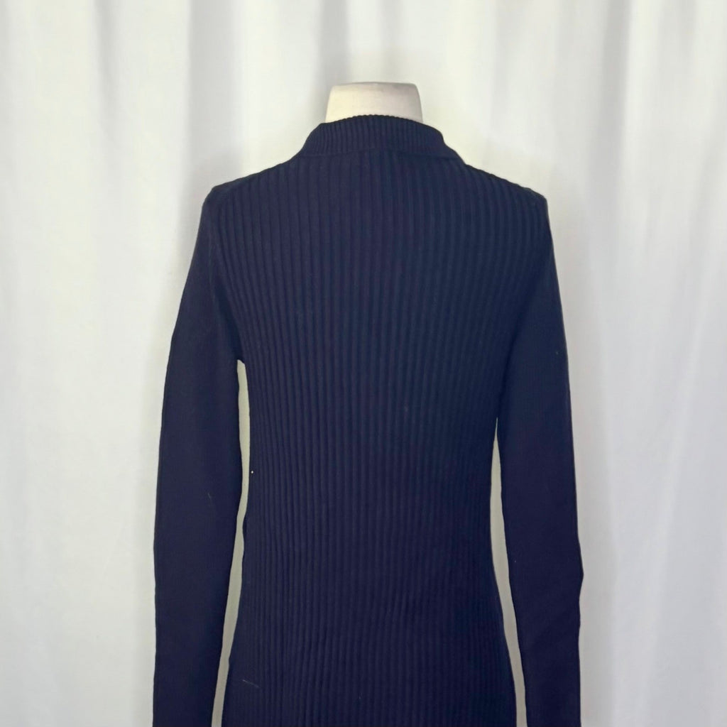 ALEX MILL Ribbed Tunic Sweater Dark Navy Blue Pullover Merino Wool Knit Small